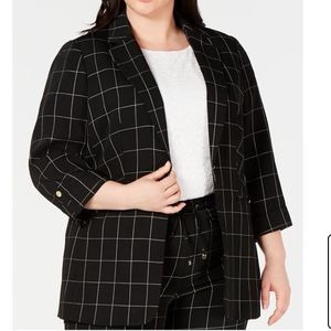 Calvin Klein Black and White Plaid Blazer